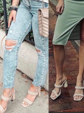 Dolce Vita Paily Braided Sandals Cafe Stella Wood Heeled Sandals Square Toe